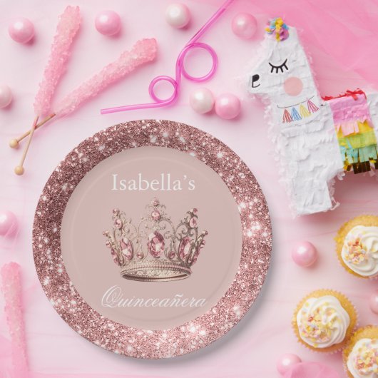 赤面フローラグリッターティアラクラウンキンセアニラ ペーパープレート (パーティー)
