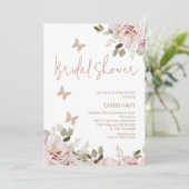 赤面フローラグリッターバタフライブライダルシャワー 招待状 (スタンド正面)