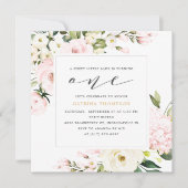 赤面フローラグリーナリーガール1st誕生日パーティー 招待状 (正面)