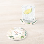 赤面フローラグリーナリーバラ金ゴールドモノグラムイニシャル コースター (側面)