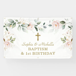 赤面フローラグリーン金ゴールド離れバプティスムウェルカムサイン 横断幕