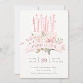 赤面フローラケーキキャンドル任意の年齢誕生日招待状 サンキューカード (正面)