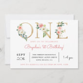 赤面フローラゴールデンワン| 1日目の誕生日招待状 招待状 (正面)