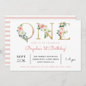 赤面フローラゴールデンワン| 1日目の誕生日招待状 招待状 (正面/裏面)