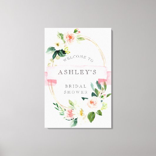 赤面フローラシャワー歓迎サイン キャンバスプリント (正面)