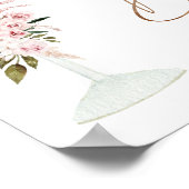 赤面フローラシャンパングラスブライダルシャワーウェルカム ポスター (角)