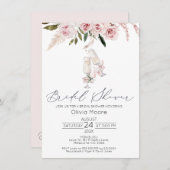 赤面フローラシャンパングラスブライダルシャワー 招待状 (正面/裏面)