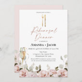 赤面フローラシャンパングラスリハーサルディナー 招待状 (正面/裏面)