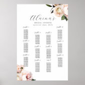 赤面フローラシーティングチャート、ロマンチックなブライダルシャワー ポスター (正面)