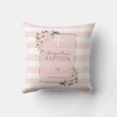 赤面フローラストライプ金ゴールドフレームバプティスモノグラム クッション (裏面)