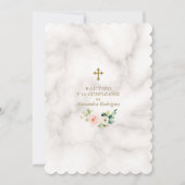 赤面フローラスペインの金ゴールド1歳の誕生日バプテスマ 招待状 (裏面)