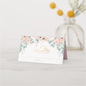 赤面フローラスワンプリンセスベビーシャワー誕生日 プレイスカード (裏面)