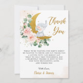 赤面フローラゾウが月の赤ちゃんシャワーを浴びる サンキューカード (正面)