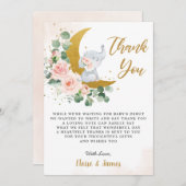 赤面フローラゾウが月の赤ちゃんシャワーを浴びる サンキューカード (正面/裏面)
