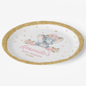 赤面フローラゾウ赤ちゃんシャワーガール ペーパープレート (アングル)