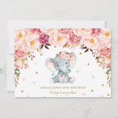 赤面フローラゾウ2nd誕生日金ゴールド写真 招待状 (裏面)