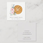 赤面フローラチョッピングボードナプキンケータリング スクエア名刺 (正面/裏面)