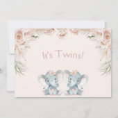 赤面フローラツインゾウ赤ちゃんシャワー 招待状 (裏面)