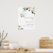 赤面フローラティーパーティーブライダルシャワーウェルカムサイン ポスター (キッチン)
