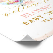 赤面フローラティーパーティーブライダルベビーシャワーウェルカム ポスター (角)