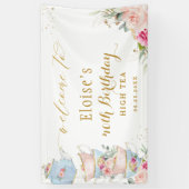 赤面フローラティーパーティーブライダルベビーシャワー背景 横断幕 (縦)