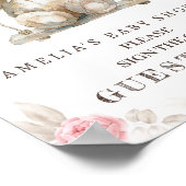 赤面フローラテディベアベビーシャワーゲストブック ポスター (角)