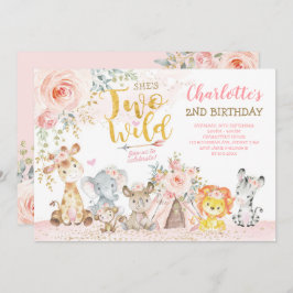 赤面フローラトリバルサファリツーワイルド2歳の誕生日 招待状