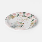 赤面フローラトロピカルボホエレファント誕生日ガール ペーパープレート (アングル)