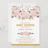 赤面フローラドリームキャッチャー赤ちゃんシャワーガールボホ 招待状 (正面)
