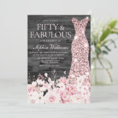 赤面フローラドレ素朴ス炭50th誕生日 招待状 (スタンド正面)