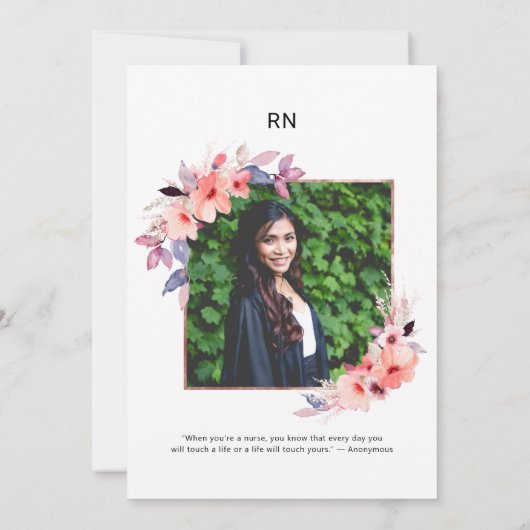 赤面フローラナース写真卒業会 招待状 (裏面)