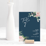 赤面フローラネイビ結婚ーのテーブル番号カード テーブルナンバー<br><div class="desc">この赤面フローラネイビーのテーブル番号カードデザイン結婚は、パステルピンクとネイビーブルーの美しいシックなクラシック背景を備えシンプルてモダン、タイポグラフィと書道を備えエレガントて、イベントのあらゆるスタイルのための洗練されたトーンを設定する。各商品は豪華な外観のためのタイムレスな幾何学的金ゴールドフレームと共に、緑豊かなユーカリと緑豊かな葉詳細を配した豪華な赤面ピンクのバラと桃とアイボリーアジサイを飾って飾られている。このコーディネート・コレクションを組み合わせパーソナライズされたて楽な夢の美しさに合わせ結婚て、幅広いスタイルを楽しめカジュアルるフォーマル。より多くの調整デザインのために、このデザインはまた、白と黒で利用可能である。私たちのデザインと同様にもし、質問や特別な要求は単に頼す。</div>
