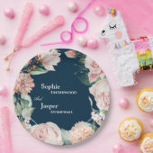 赤面フローラネイビ結婚ーの紙プレート ペーパープレート (パーティー)