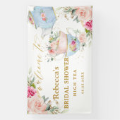 赤面フローラハイティーパーティーブライダルシャワー背景 横断幕 (縦)