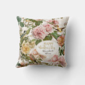 赤面フローラハエレガントッピーマザーズデイヴィンテージ クッション (裏面)