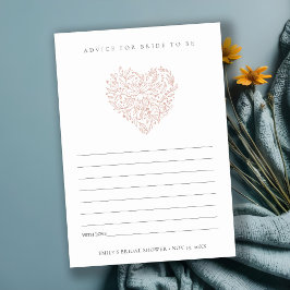 赤面フローラハートアドバイスのための花嫁ブライダルシャワー エンクロージャーカード