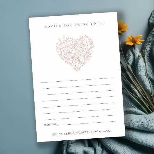 赤面フローラハートアドバイスのための花嫁ブライダルシャワー エンクロージャーカード