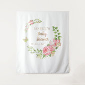 赤面フローラバタフライベビーシャワー写真の背景 タペストリー (正面)