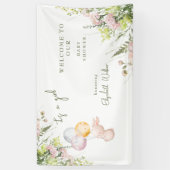 赤面フローラバニー女の子シャワー歓迎サイン 横断幕 (縦)