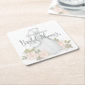 赤面フローラバラブライダルシャワー水彩 スクエアペーパーコースター (アングル)