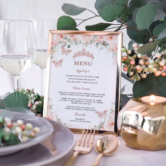 赤面フローラバラ金ゴールドキンセアニェラ誕生日メニュー ポスター