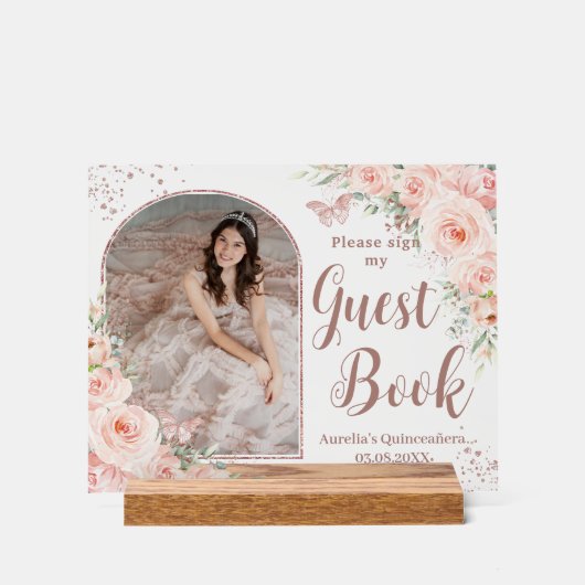 赤面フローラバラ金ゴールドキンセアニェラ16ゲストブック アクリルサイン (正面)