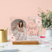 赤面フローラバラ金ゴールドキンセアニェラ16ゲストブック アクリルサイン (ウェディング)
