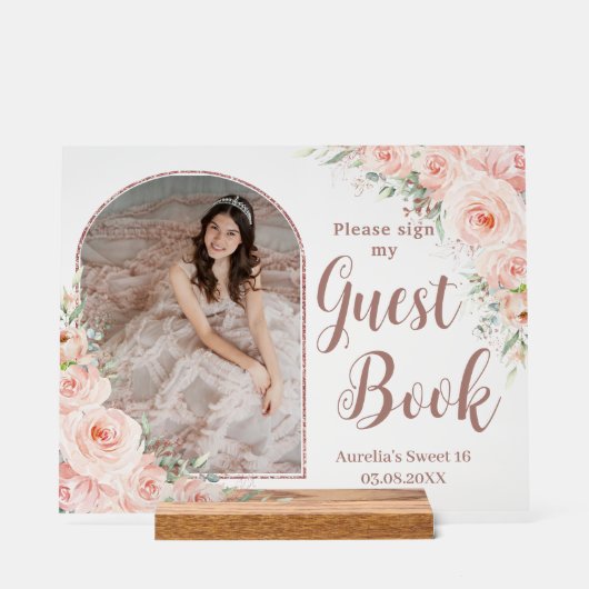 赤面フローラバラ金ゴールドキンセアニェラ16ゲストブック アクリルサイン (正面)