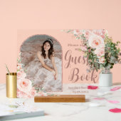 赤面フローラバラ金ゴールドキンセアニェラ16ゲストブック アクリルサイン (ウェディング)