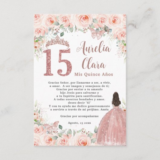 赤面フローラバラ金ゴールドキンセアニラ15祈りの言葉カード エンクロージャーカード (正面)