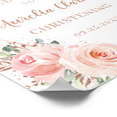 赤面フローラバラ金ゴールド幾何学的《キリスト教》洗礼式や命名式標識 ポスター (角)