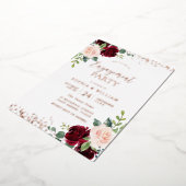 赤面フローラバラ金箔婚約パーティ 箔招待状 (回転した状態)