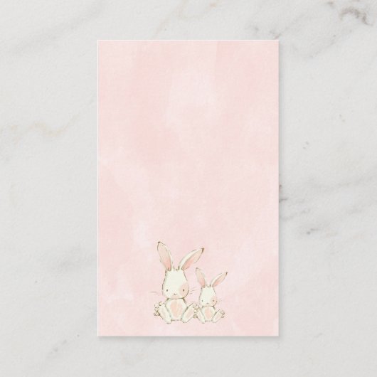 赤面フローラバンニーベビーシャワーエンクロージャカード 名刺 (裏面)