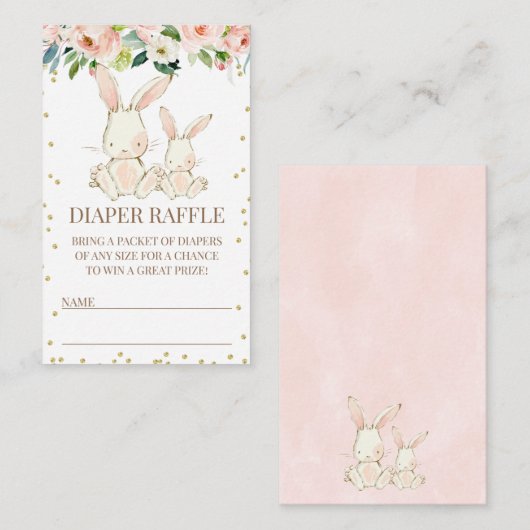 赤面フローラバンニーベビーシャワーエンクロージャカード 名刺 (正面/裏面)